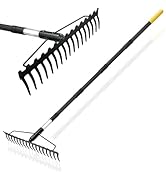 BlumeTrec Bow Rake, 68-Inch Adjustable Handle Garden Rake with 17 Steel Tines, Heavy Duty Dual-Si...