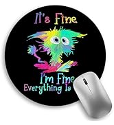 Color Cat Mouse Pad, Funny Small Round Mouse Pads for Desk, Mini Travel Mousepad for Work Wireles...