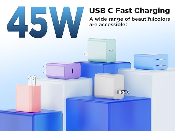 Colorful 45W USB C Fast Charger Block