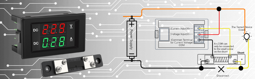 DROK DC Voltage Current Metter Wiring