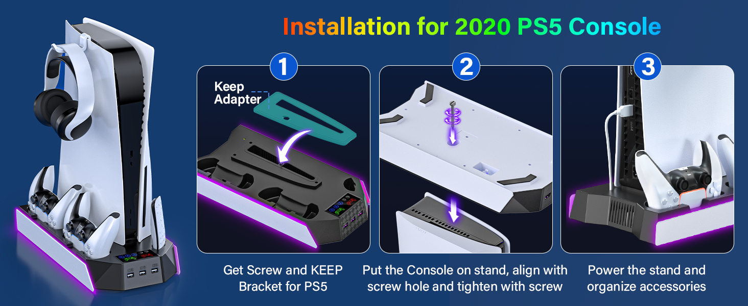ps5 slim docking station with cooling fan