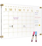 AMUSIGHT Large Acrylic Calendar for Wall, 24" X 16" Golden Clear Acrylic Wall Calendar, Clear Wet...