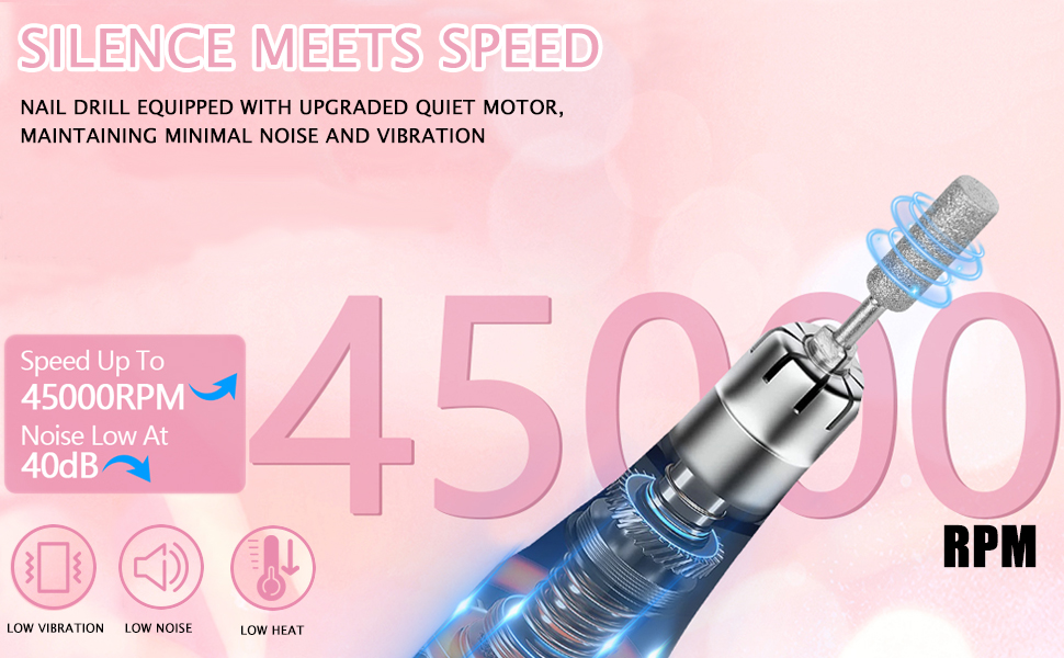 Electric Nail File Professional Kit - Professional 45000RPM Portable Nails Drills Kit