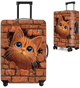 THISFIND Cute Orange Cat Luggage Cover – Cartoon Kitty Suitcase Protector with Brick Wall Design,...