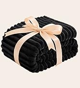 BEDELITE Fleece Throw Blanket for Couch - 300GSM Soft &amp; Warm Fluffy Black Blanket, Decorative and...