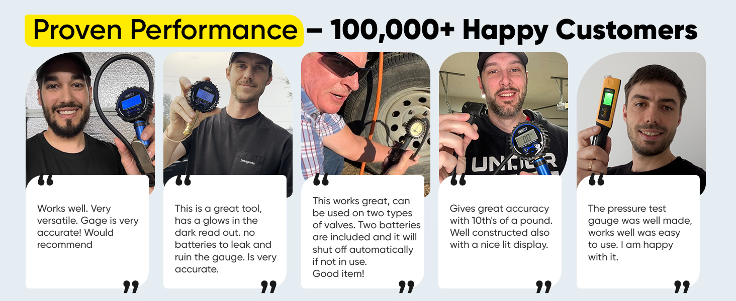 happy customers with tire inflator gauge