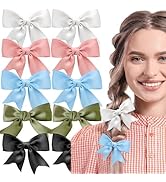 10 PCS Colorful Satin Bow Hair Clips Satin Hair Bow Satin Ribbon Bowknot Hair Barrettes Double Po...