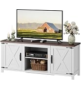 WLIVE Modern Farmhouse TV Stand for TVs up to 65", Entertainment Center with X-Shaped Barn Doors,...
