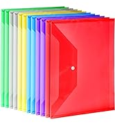 12 Pack Plastic Envelopes Poly Envelopes, LEOBRO A4 Clear File Bags Document Folders Document Org...