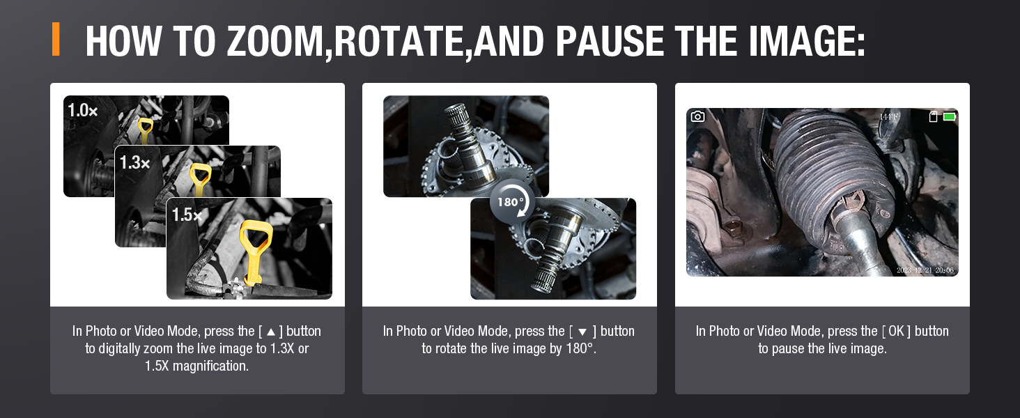 endoscope borescope inspection camera scope snake zoom rotate