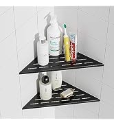 Neodrain 12 Inch Matte Black Corner Wall Shelf Set of 2, Floating Corner Shelves for Wall, 304 St...