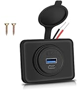 1PCS 12V/24V RV USB Outlet with Cap, Dual Type-C (USB C) &amp; USB-A Port Panel Mount Surface Automot...