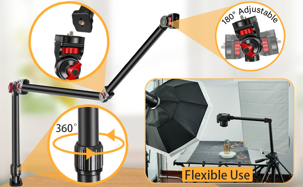 Overhead Camera Mount Desk Stand Joint and Adjustable Close-up