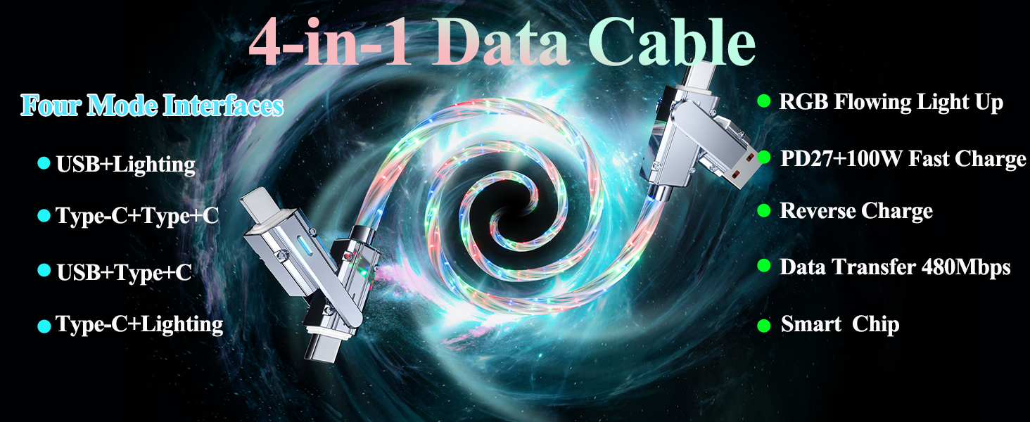 4-in-1 RGB Flowing Charging Cable