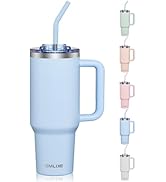 COKTIK 40 oz Tumbler With Handle and Straw Lid, Vacuum Insulated Travel Coffee Mug Stainless Stee...