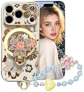 Fofvccv for iPhone 17 Pro Max Women Cute Bling Diamond Case with Sunflower Kickstand, Glitter Gir...