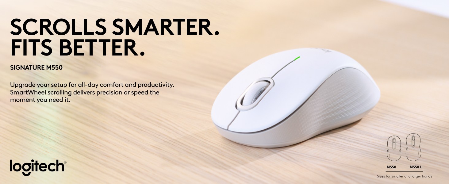 signature m550 wireless white mouse with silent clicks
