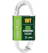 GREATIDE 10 FT White Outdoor Extension Cords, 16/3 Gauge, SJTW Waterproof Cable, 3 Prong Grounded...