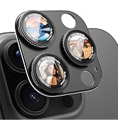 CACOE Metal Camera Lens Protector for iPhone 16Pro/16ProMax/14Pro/14ProMax, 9H Tempered Glass wit...