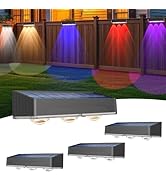RGB Solar Fence Light, 10 Colors Outdoor Lighting Set, 2 Modes Solar Powered LED Lights, IP65 Wat...