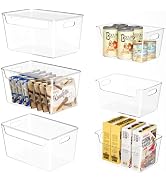 Kutesna 6 PCS Clear Pantry Storage Bins with Lids, 2 Sizes (3XL+3L)Stackable Plastic Storage Cont...