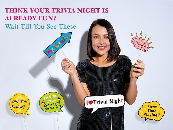 Trivia Night Photo Booth Props Pub Quiz Party Decorations