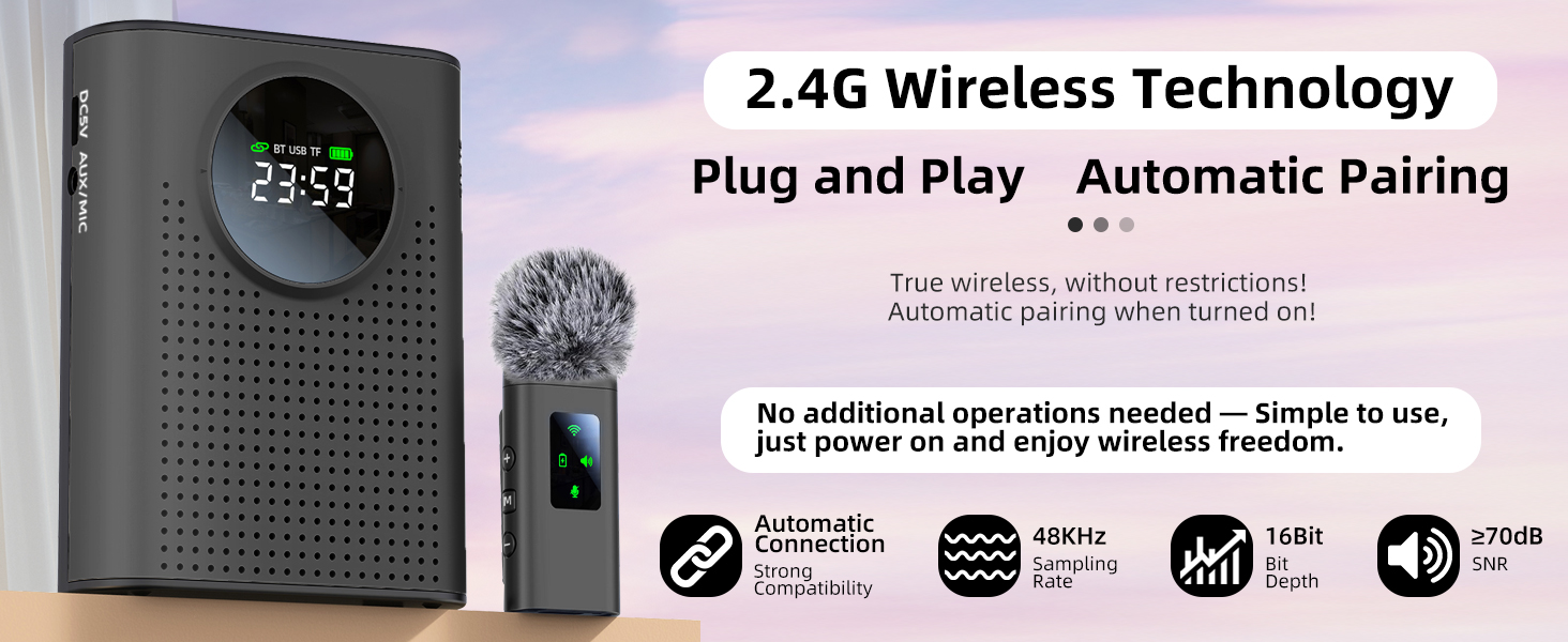 Voice Amplifier Wireless Microphone for Teachers Classroom
