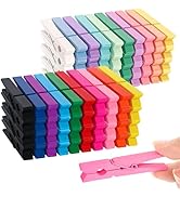 80 Pcs Colored Wooden Clothes Pins 2.9 Inch DIY Crafts Clips for Hanging Decorative Multifunction...