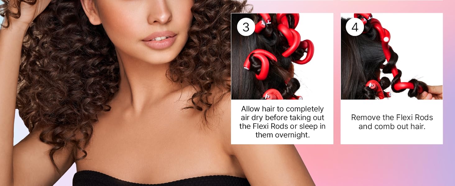 red by kiss flexi rods bouncy heatless curl wave overnight no heat flexible hair curler foam no slip