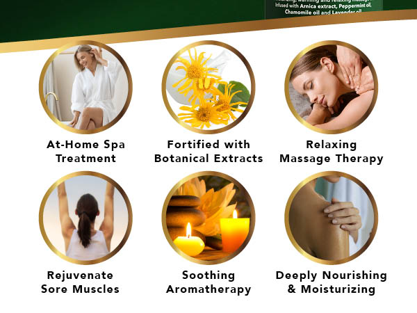 at home spa oil arnica extract fortified soothing aromatherapy oil for sore muscles