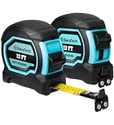 DURATECH Magnetic Tape Measure 12FT with Fractions 1/8, 2 Pack Retractable Measuring Tape, Easy t...