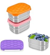 TeamFar 3 Pcs Stainless Steel Snack Containers for Kids, 8 OZ Small Food Container with Silicone ...