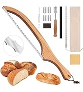 Mooues Sourdough Bread Knife, 15.7" Acacia Wood Double Serrated Bread Slicer, Ergonomic Handler, ...