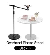 Arsoer Phone Floor Stand, Overhead Phone Mount with Extendable Horizontal Arm &amp; Remote, 360° Rota...