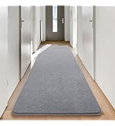 Keeko 2x6 Entryway Runner Rug, Grey Bedroom Rug Washable Runners for Hallways Non Slip Low Pile M...