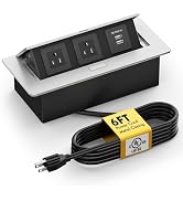 Kungfuking Recessed Power Strip Pop up Power Outlet for Countertop Desktop Conference Table, Meta...