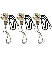 VIPMOON 3 Pack Ceiling Fan Light Switch Zing Ear ZE-109, Two-Wire Light Switch with Pull Cords fo...