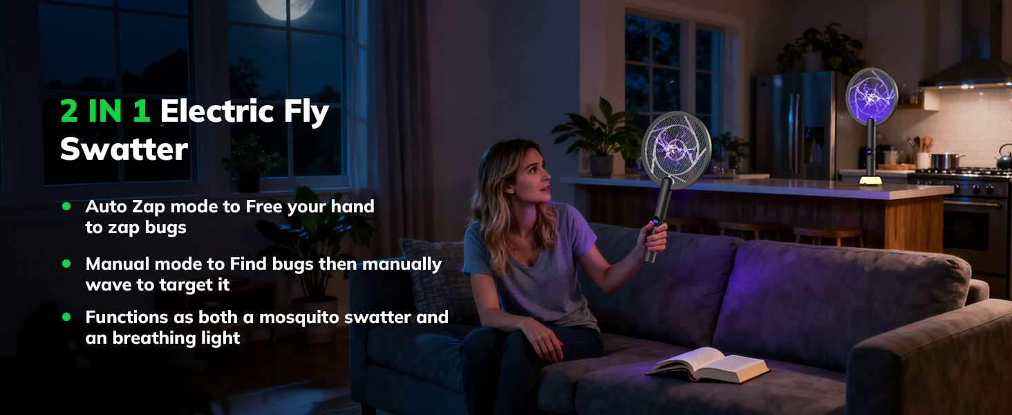 YISSVIC Electric Fly Swatter Bug Zapper Racket