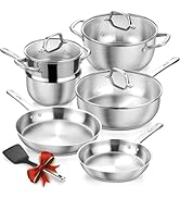 KOCH SYSTEME CS Stainless Steel Cookware Set 10 Piece, 18/10 Stainless Steel Pots and Pans Set fo...
