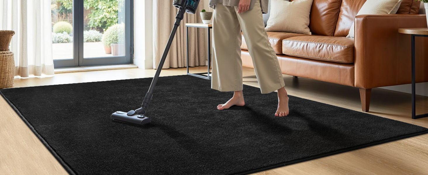 4x6 Washable Area Rugs for Bedroom Living Room Classroom Soft Memory Foam Rug for Kids Carpet Black