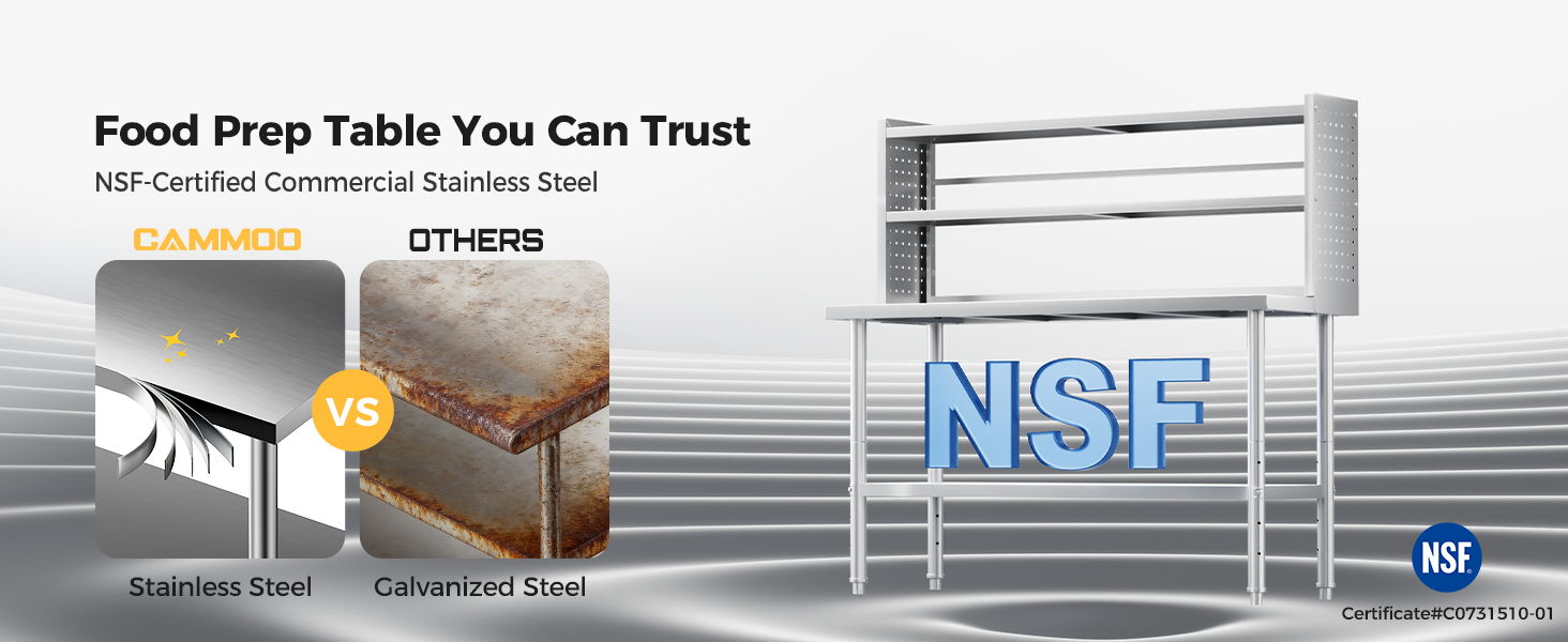stainless steel table NSF