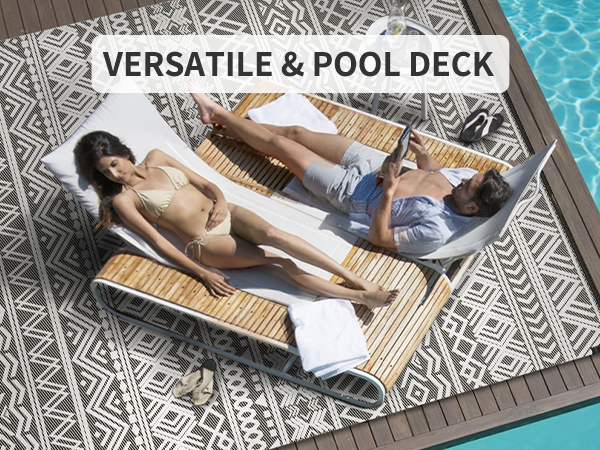 Outdoor Rug-Waterproof Outdoor Rug for Pool Deck Quick Dry Pool Deck Rug