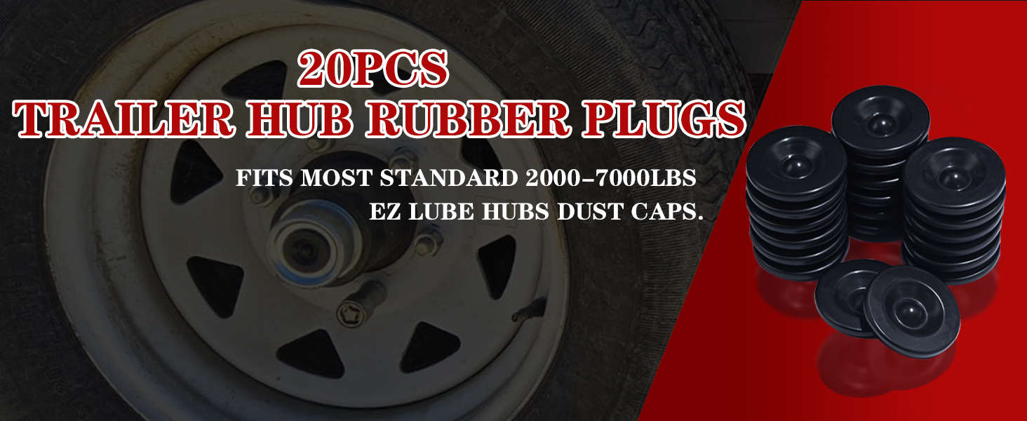 20Pcs Trailer Grease Dust Cap Rubber Plugs