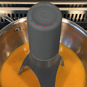 This version of the automatic pan stirrer features LED lights to indicate the selected speed.