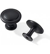 khtumeware 10 Pack 1-1/4 inch(32mm) Black Cabinet Knobs Dresser Knobs Round Matte Black Drawer Kn...