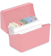 H4D 3x5 Index Card Holder with 100 Heavyweight Ruled Index Cards and 25 Plastic Dividers, Light Pink