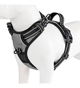 PHOEPET No Pull Dog Harness Reflective Adjustable with 2 Metal Leash Hooks and Soft Training Hand...