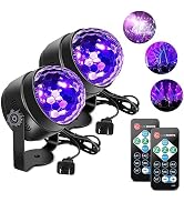 LUNSY UV Black Lights for Glow Party, 6W Disco Ball LED Party Lights Sound Activated with Remote ...