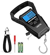 HEETA Waterproof Fish Scale Digital with Backlit LCD Display, 110lb/50kg Portable Hanging Scale F...