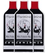 MONKKINO 3 Pack Wine Bottle Travel Protector Bags, Reusable Wine Bags for Travel, Leakproof Wine ...